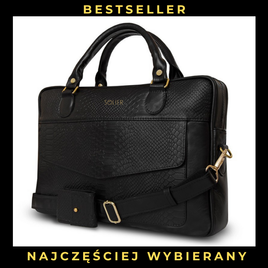 Genuine leather woman's laptop bag FL25 black with snake pattern