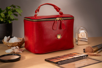 Elegant genuine leather women's beauty bag FK01 Solier red