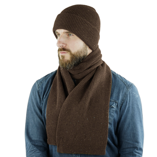 Ciepła wełniana czapka 100% wełny NORDIS ciemny brąz