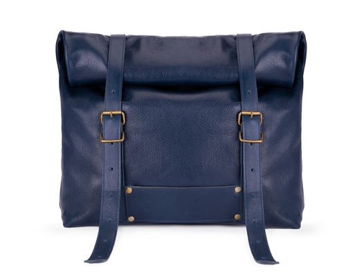 Genuine leather roll top briefcase Battalion navy