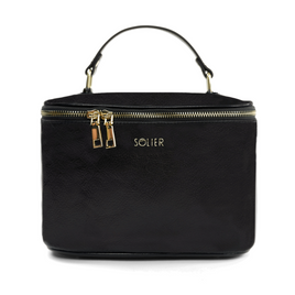 Elegant genuine leather women's beauty bag FK01 Solier black