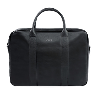 Black leather shoulder laptop bag SL20 EDYNBURG