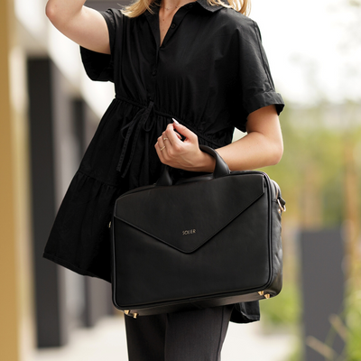 Leather woman's laptop bag FL15 Positano black
