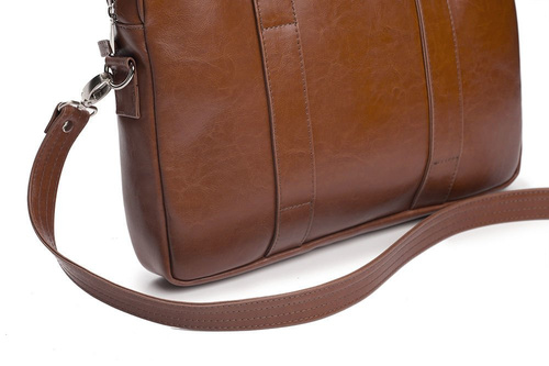 Vintage brown leather shoulder laptop bag EDYNBURG