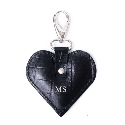 Personalised leather key ring Solier SA26 black snake