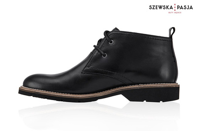 Klasyczne skórzane buty męskie Chukka czarne