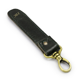 Personalised leather key ring Solier SA64 green