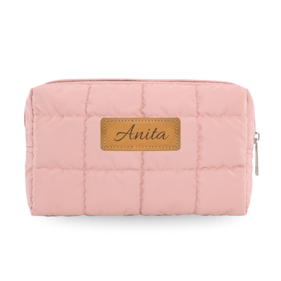 Personalizowana pikowana kosmetyczka - jasny róż