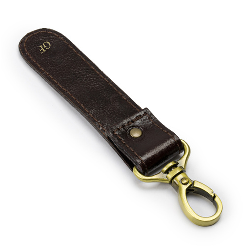 Personalised leather key ring Solier SA64 dark brown