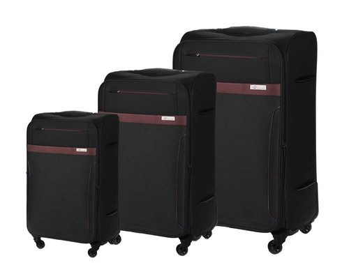  Soft luggage set Solier STL1316 black-brown