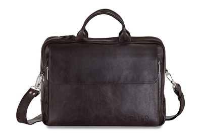 Brown leather shoulder laptop bag Solier Rothen SL30 