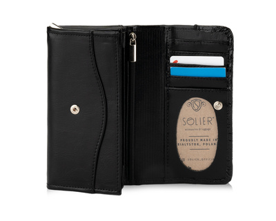 Women's leather wallet Solier P17 black