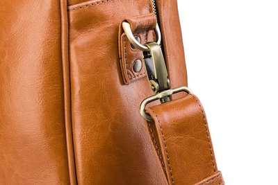 Cognac leather men`s weekend bag HAMILTON