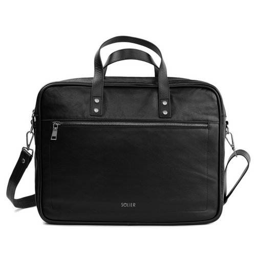 SKÓRZANA TORBA NA LAPTOPA MĘSKA SOLIER SL05 NEWBRIDGE CZARNA