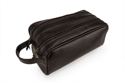 Personlised genuine leather men's beauty bag