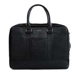 Black leather shoulder laptop bag SL02 ABERDEEN