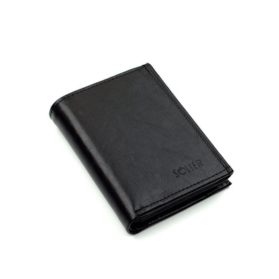 Elegant black leather wallet SOLIER SW01B