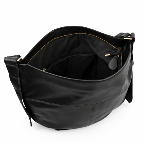 Skórzana torba shopper hobo Solier FL46 SELINE czarna 