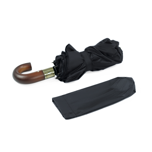 Składany mały parasol z odblaskowymi elementami - czarny