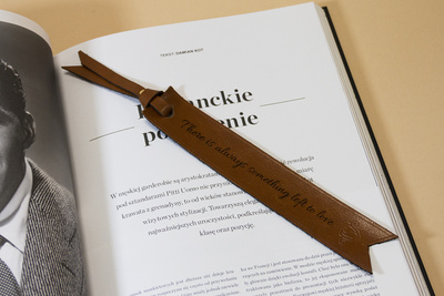 Personalized leather bookmark light brown