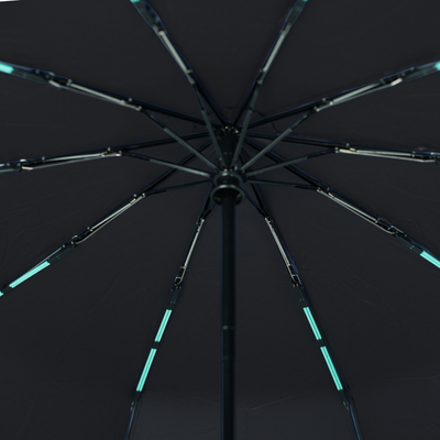 Składany mały parasol z odblaskowymi elementami - czarny