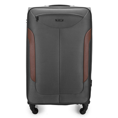 Large soft luggage XL Solier STL1801 dark grey-brown