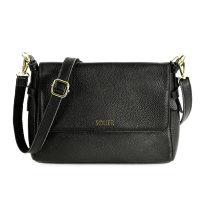 Skórzana listonoszka na ramię FL52 ALESSA czarna