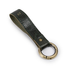 Personalised leather key ring Solier SA63 green