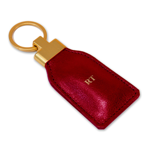 Personalised leather key ring Solier SA30 red