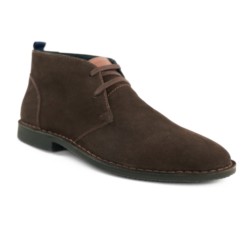 Men's stylish leather Chukka shoes / boots dark brown M467DBS