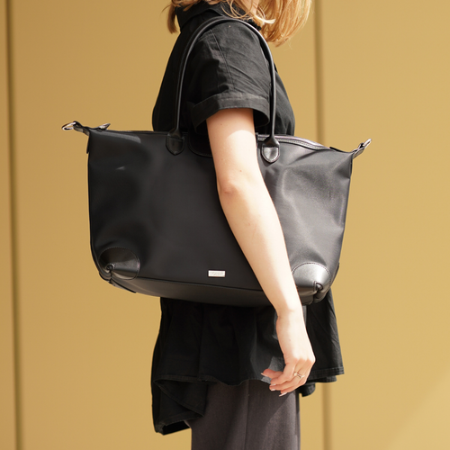 Nylonowa Torba damska shopper Solier FB48 Lestia czarna