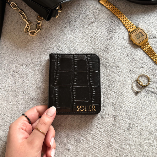 Skórzany elegancki portfel damski Solier SW51 czarny
