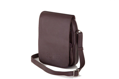 Brown leather messenger Ipad case SL32