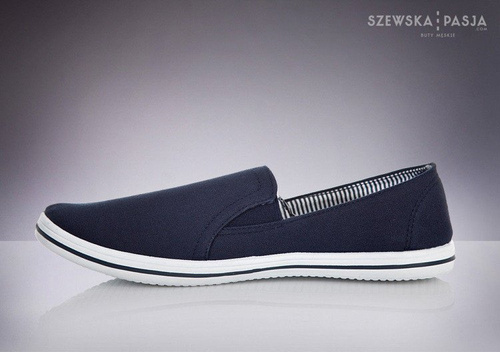 Męskie wsuwane tenisówki slip on - błękit i biel