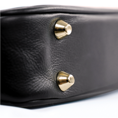 Genuine leather woman's laptop bag FL25 black with snake pattern