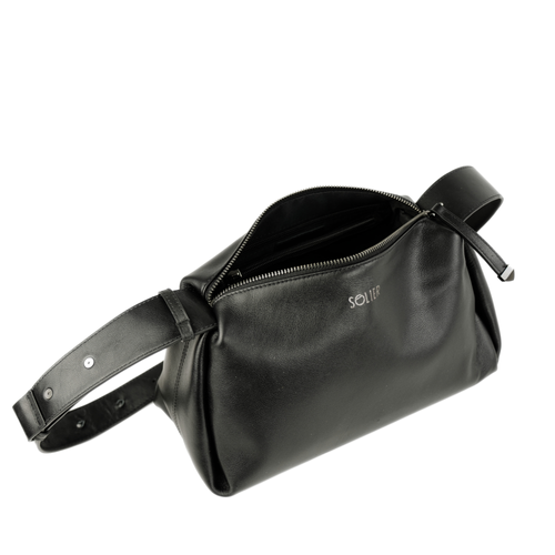 Genuine leather woman's laptop bag FL25 black with snake pattern