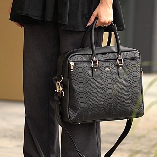 Genuine leather women's laptop bag Marina black
