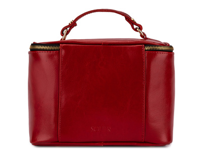 Elegant genuine leather women's beauty bag FK01 Solier red