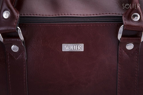 Burgundy leather shoulder laptop bag KILBRIDGE