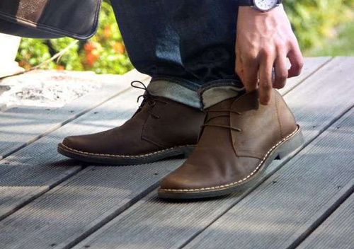 Men's stylish leather Chukka shoes boots brown M420GB