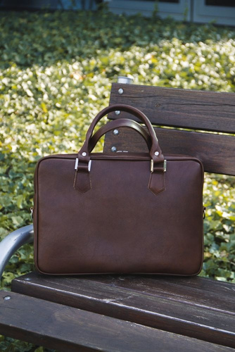 Skórzana męska torba na laptopa Solier SL22 Kingston brąz