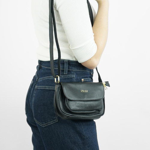 Genuine leather woman's laptop bag FL25 black with snake pattern