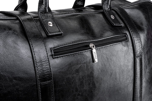 Black leather men`s weekend bag HAMILTON