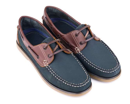 Men's leather moccasins navy blue M551CN