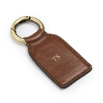 Personalised leather key ring Solier SA61 vintage brown