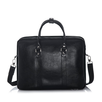 Black leather shoulder laptop bag SL03 KILBRIDGE