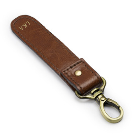 Personalised leather key ring Solier SA64 vintage brown