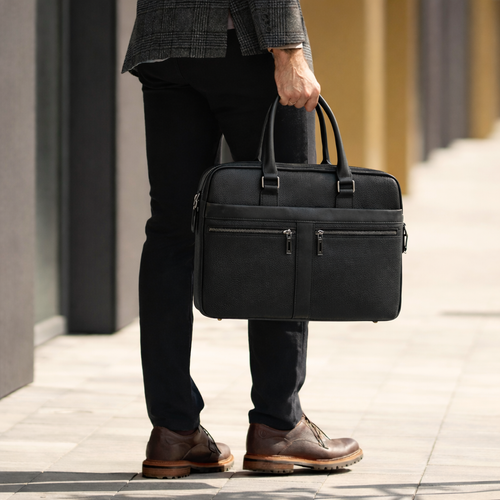 Skórzana torba męska na laptopa 15" i dokumenty Solier SL41 Lorien czarna 