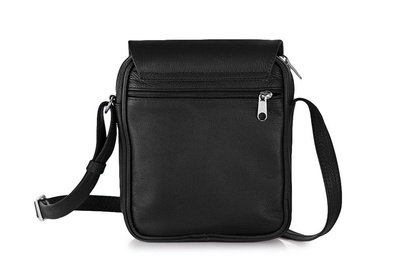 Black leather messenger Ipad case SL32