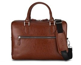 Genuine leather laptop bag with luggage holder Solier SL23 Easton